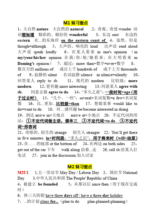 Module+1-Module+3复习重点 外研版九年级英语上册