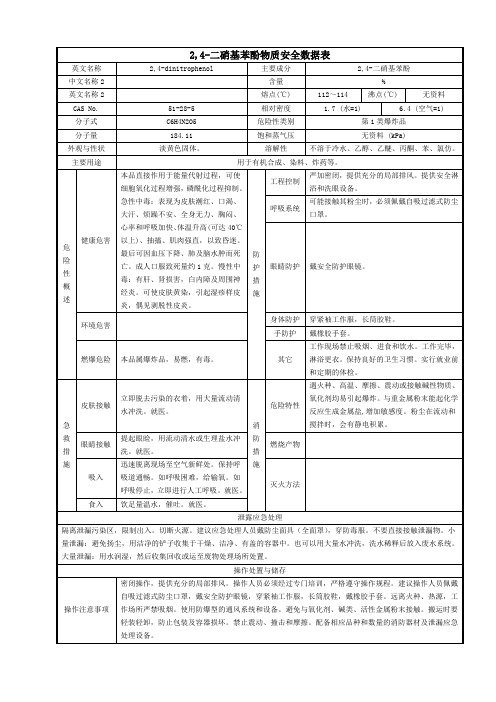 二硝基苯酚物质安全数据表