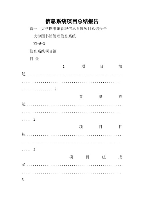 信息系统项目总结报告
