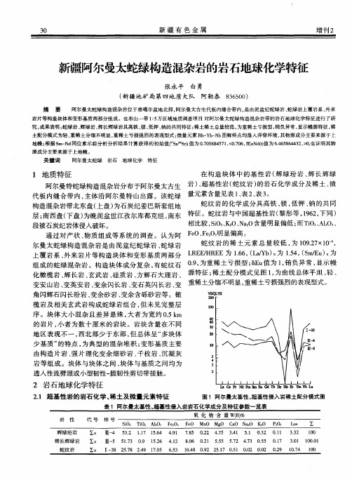 新疆阿尔曼太蛇绿构造混杂岩的岩石地球化学特征