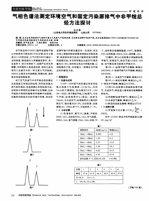 气相色谱法测定环境空气和固定污染源排气中非甲烷总烃方法探讨