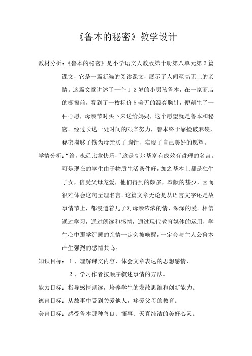 《鲁本的秘密》教学设计