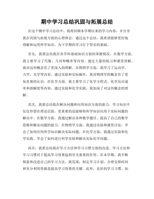 期中学习总结巩固与拓展总结