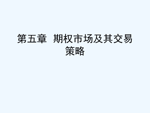 《金融工程课程之期权市场及其交易策略》