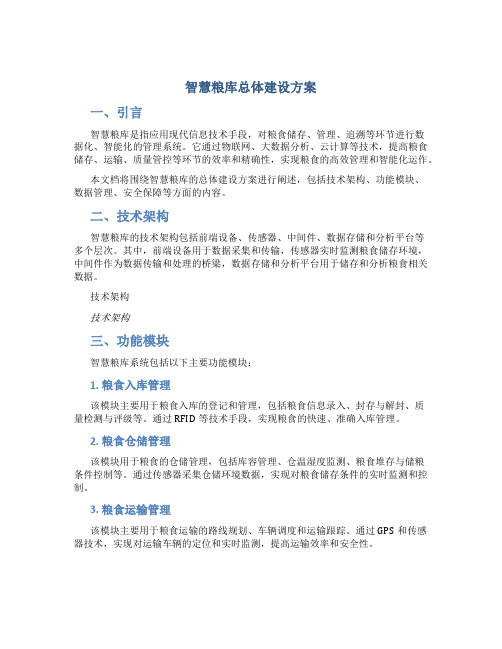 智慧粮库总体建设方案