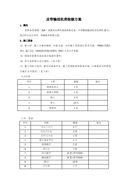 皮带输送机类检修方案