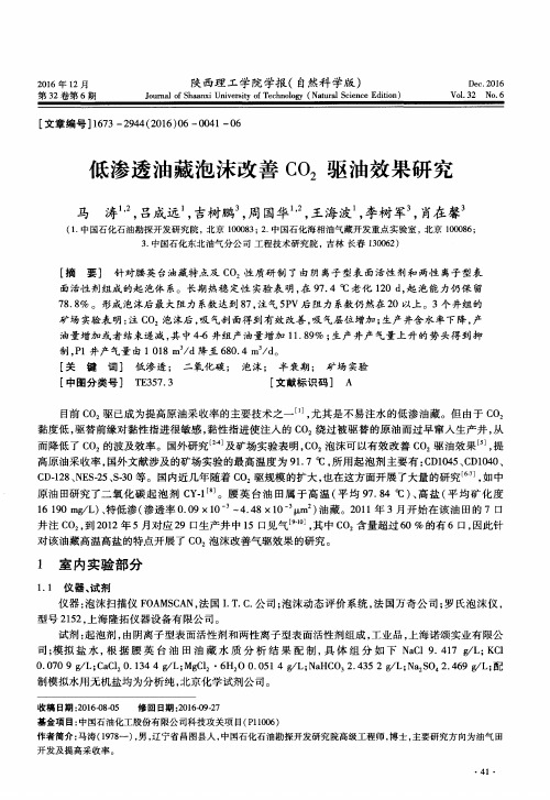 低渗透油藏泡沫改善CO2驱油效果研究