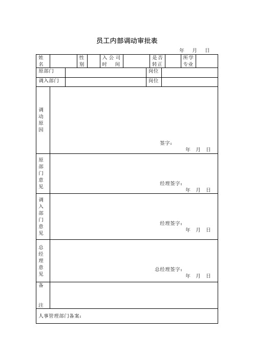 员工内部调动审批表(含交接表)