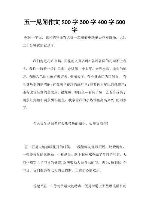 五一见闻作文200字300字400字500字