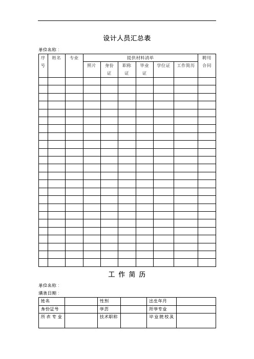 设计人员汇总表【模板】