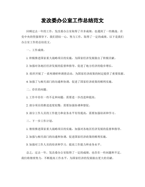 发改委办公室工作总结范文