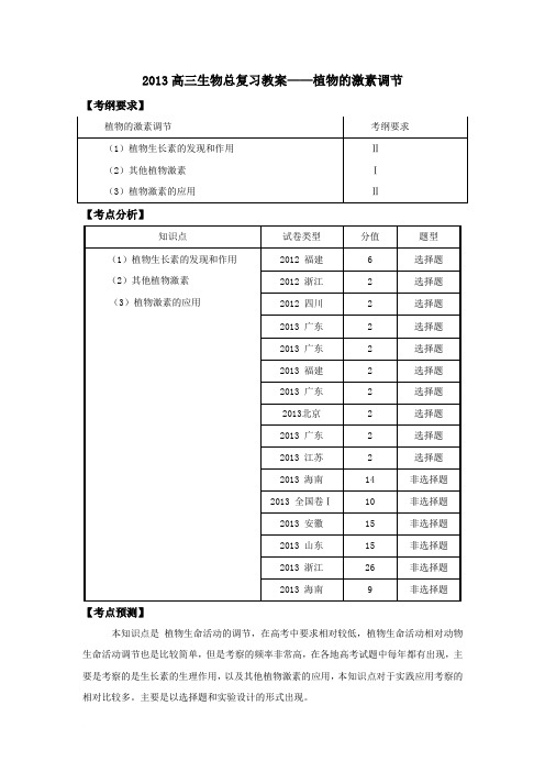 专题十四-植物的激素调节高考精品学案