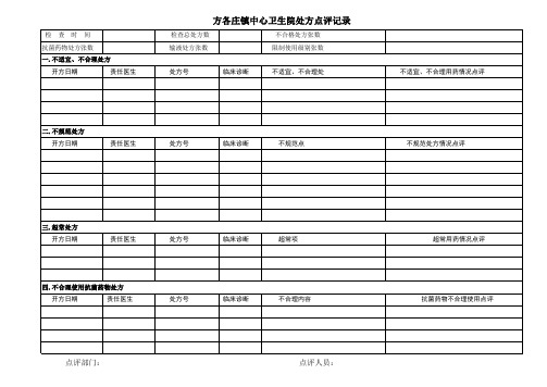 处方点评记录表