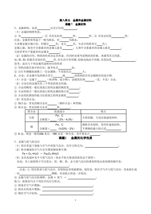 第八单元  金属和金属材料  课堂笔记 (1)