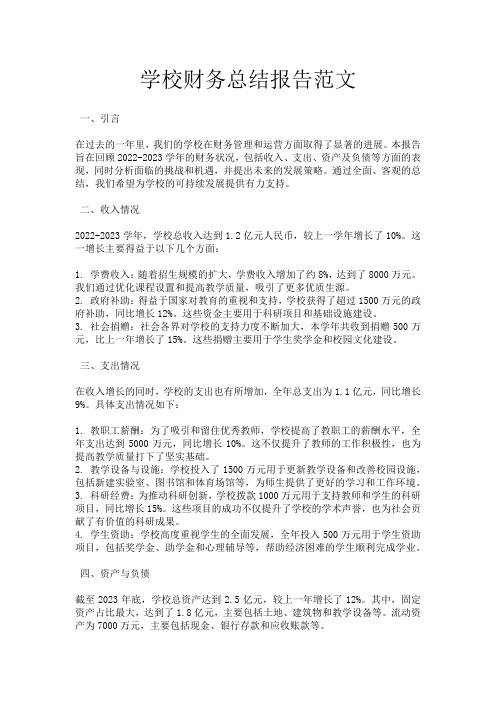 学校财务总结报告范文