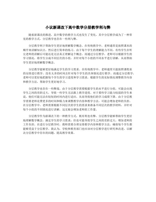 小议新课改下高中数学分层教学利与弊