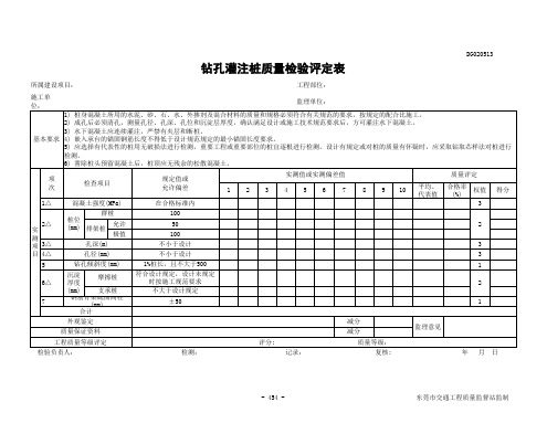 钻孔灌注桩质量检验评定表DG020513