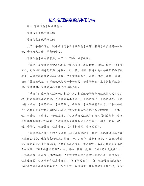 论文 管理信息系统学习总结