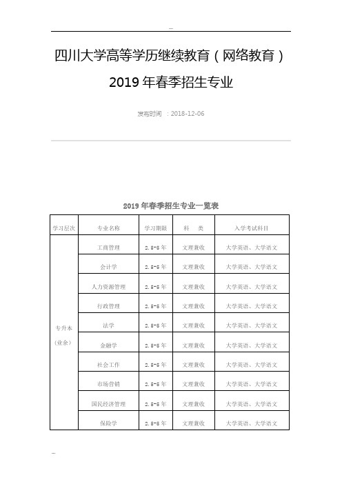 四川大学高等学历继续教育(网络教育)