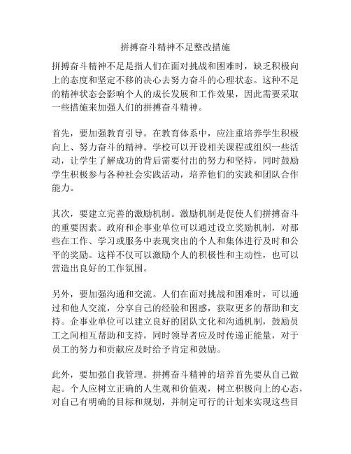 拼搏奋斗精神不足整改措施