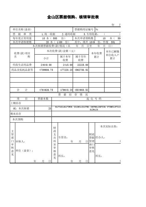 票据领购、核销审批表(2010年启用)