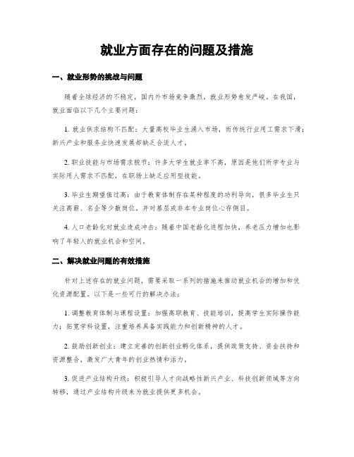 就业方面存在的问题及措施