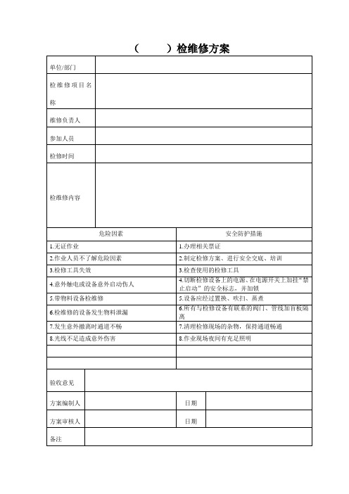 设备设施检维修记录