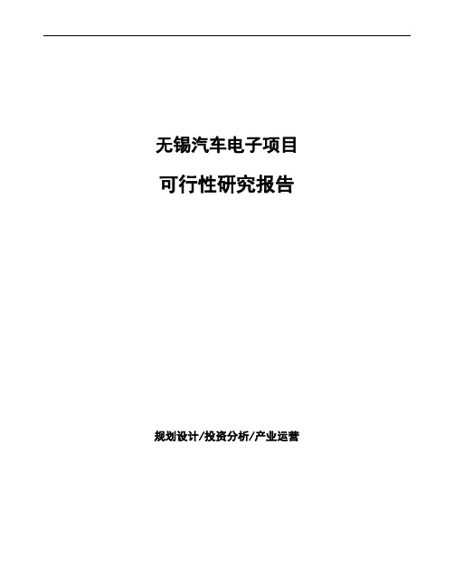 无锡汽车电子项目可行性研究报告