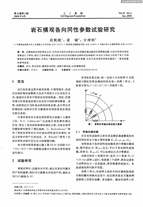 岩石横观各向同性参数试验研究