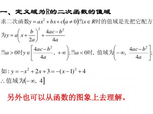 二次函数在闭区间的值域