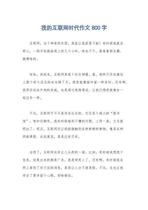 我的互联网时代作文800字