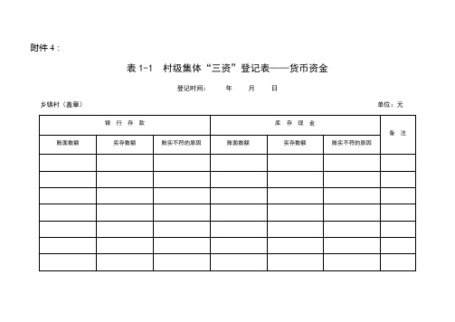 三资清理表格