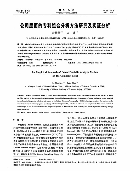 公司层面的专利组合分析方法研究及实证分析