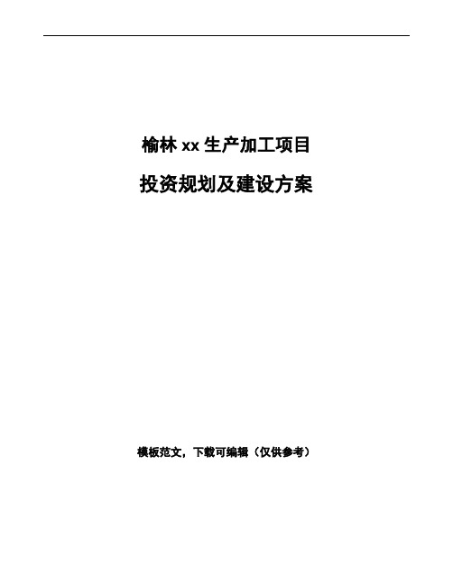 榆林投资规划及建设方案可编辑模板