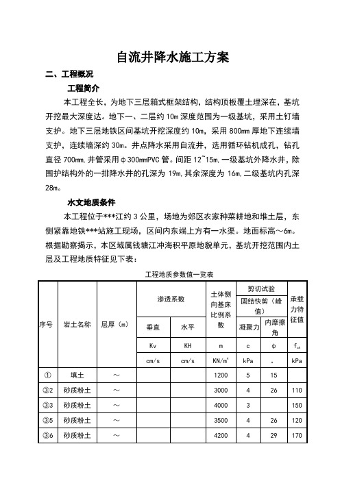 自流井降水施工方案