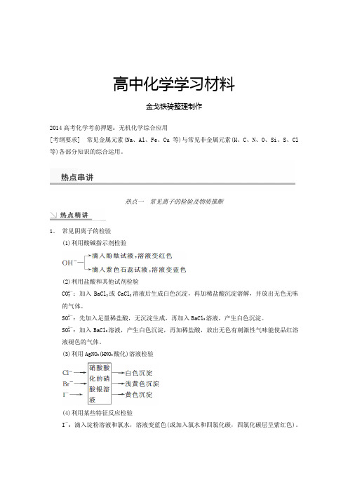 高考化学考前押题：无机化学综合应用