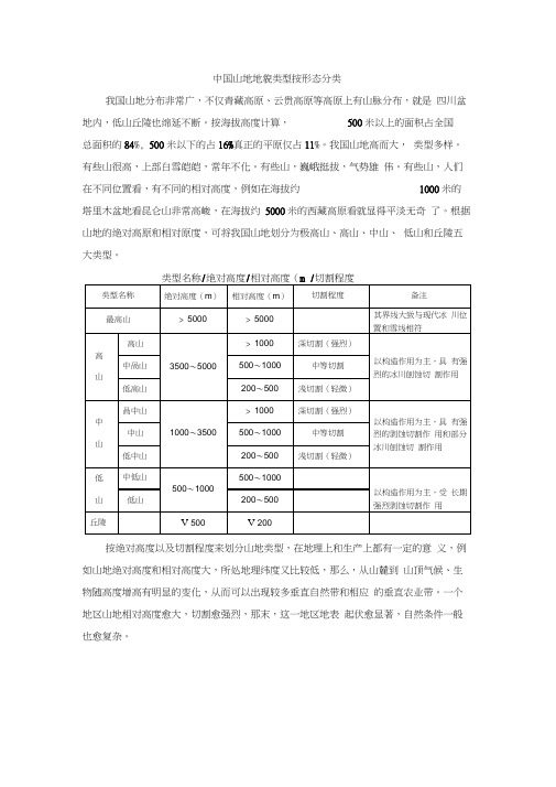 中国山地地貌类型按形态分类(20210422214140)