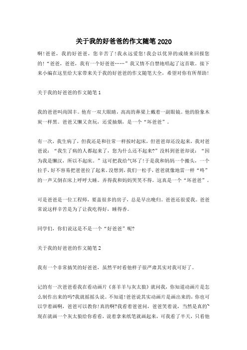 关于我的好爸爸的作文随笔2020