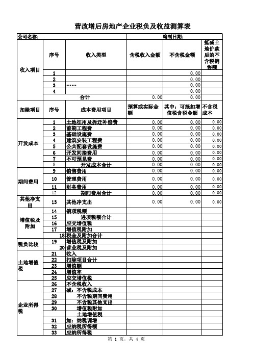 房地产营改增税负测算表_