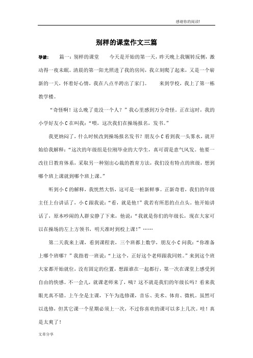 别样的课堂作文三篇