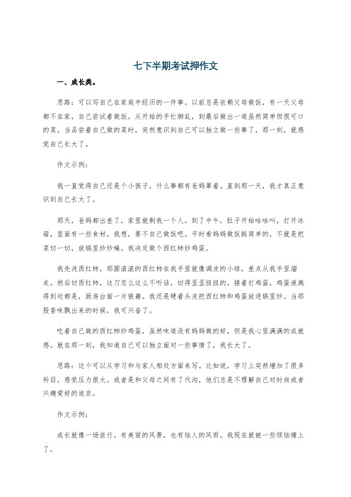 七下半期考试押作文