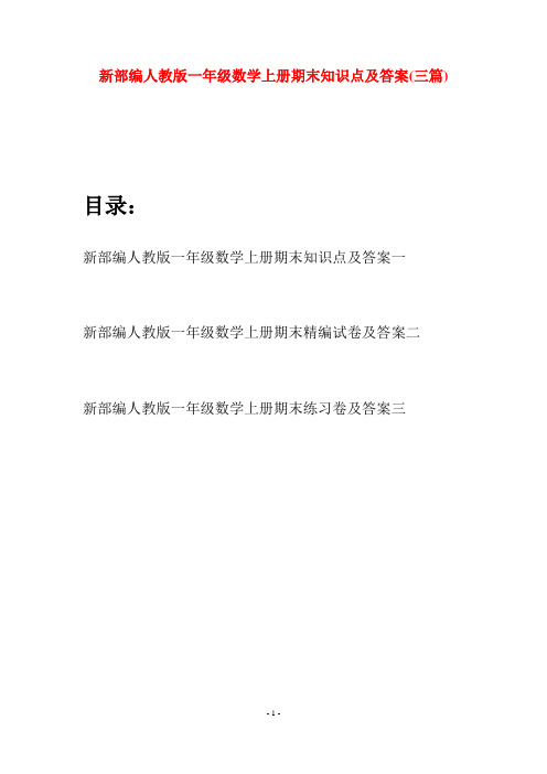 新部编人教版一年级数学上册期末知识点及答案(三套)