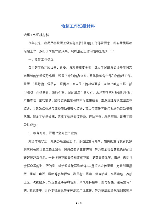 治超工作汇报材料