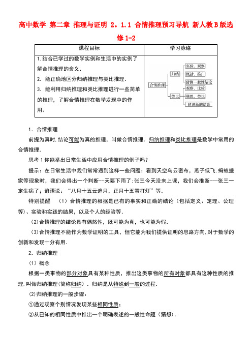 高中数学第二章推理与证明2.1.1合情推理预习导航新人教B版选修1-2