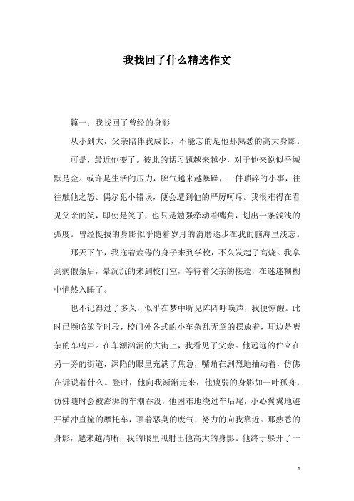 我找回了什么精选作文