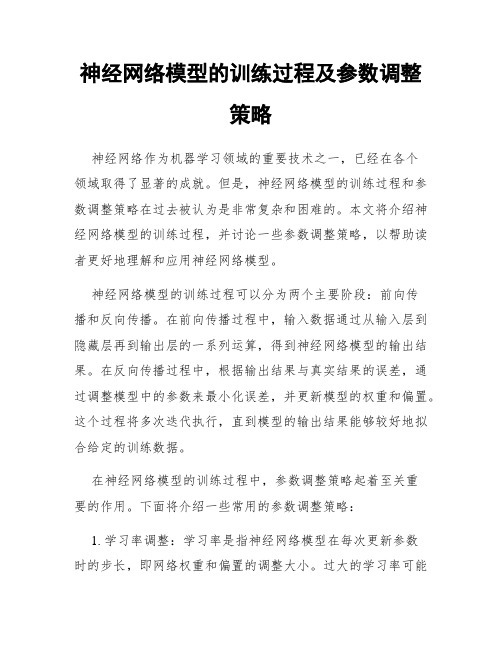 神经网络模型的训练过程及参数调整策略