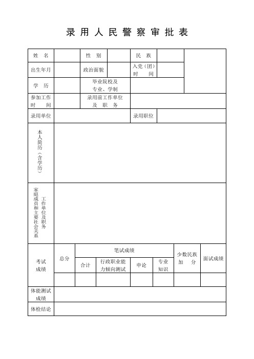 【人事人才】录用人民警察审批表(样表)