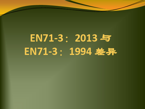 EN71-3：2013 update