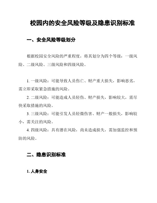 校园内的安全风险等级及隐患识别标准