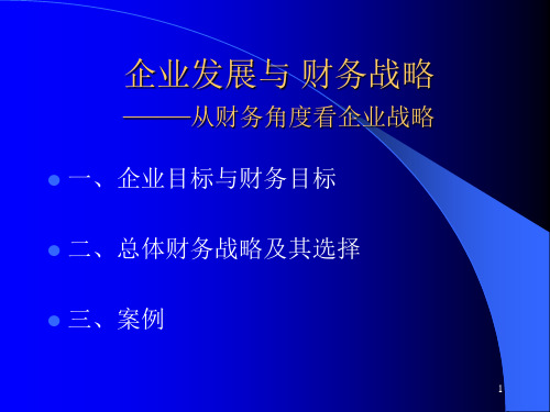 企业发展与财务战略——从财务角度看企业战略